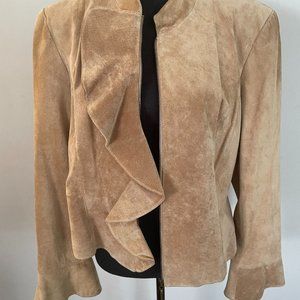 Doncaster Tan Suede short Ruffle Jacket